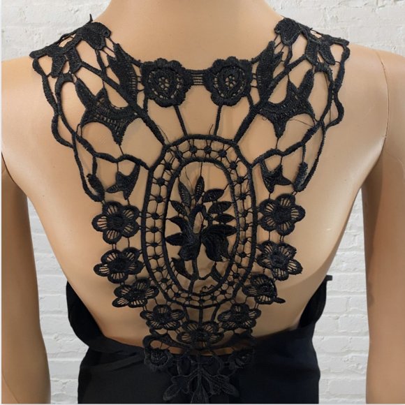 M.K.M. DESIGNS -- Halter Top, Black Sleeveless w/Lace Back/Shoulder Straps, Long - Picture 4 of 13